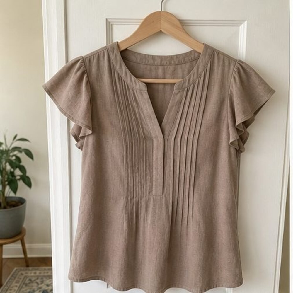 Taupe Pleated Blouse
